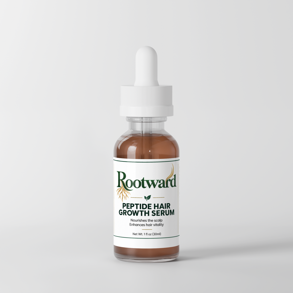 Rootward 5-Peptide Scalp Serum bottle, angled